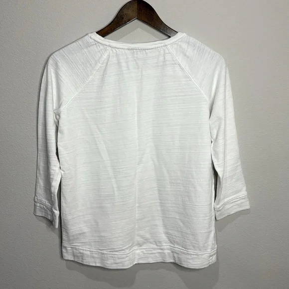 Loft White Three -Quarter Sleeve Tee Shirt Size S - Picture 2 of 4